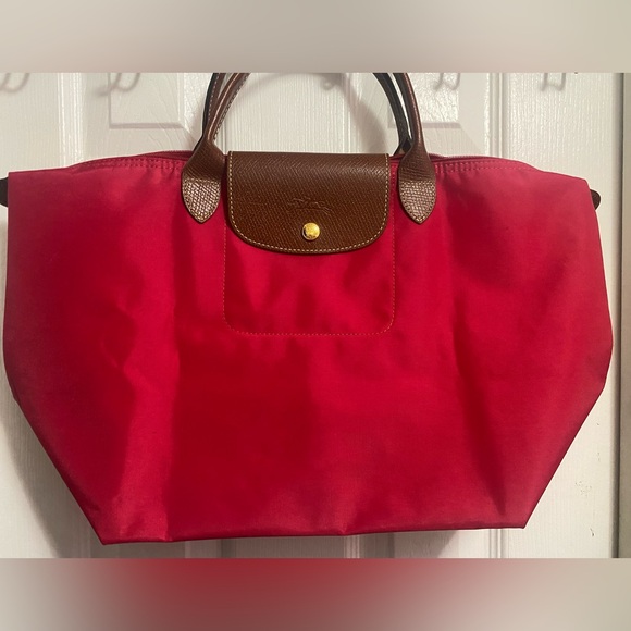 Longchamp Handbags - Red Longchamp Tote Authentic